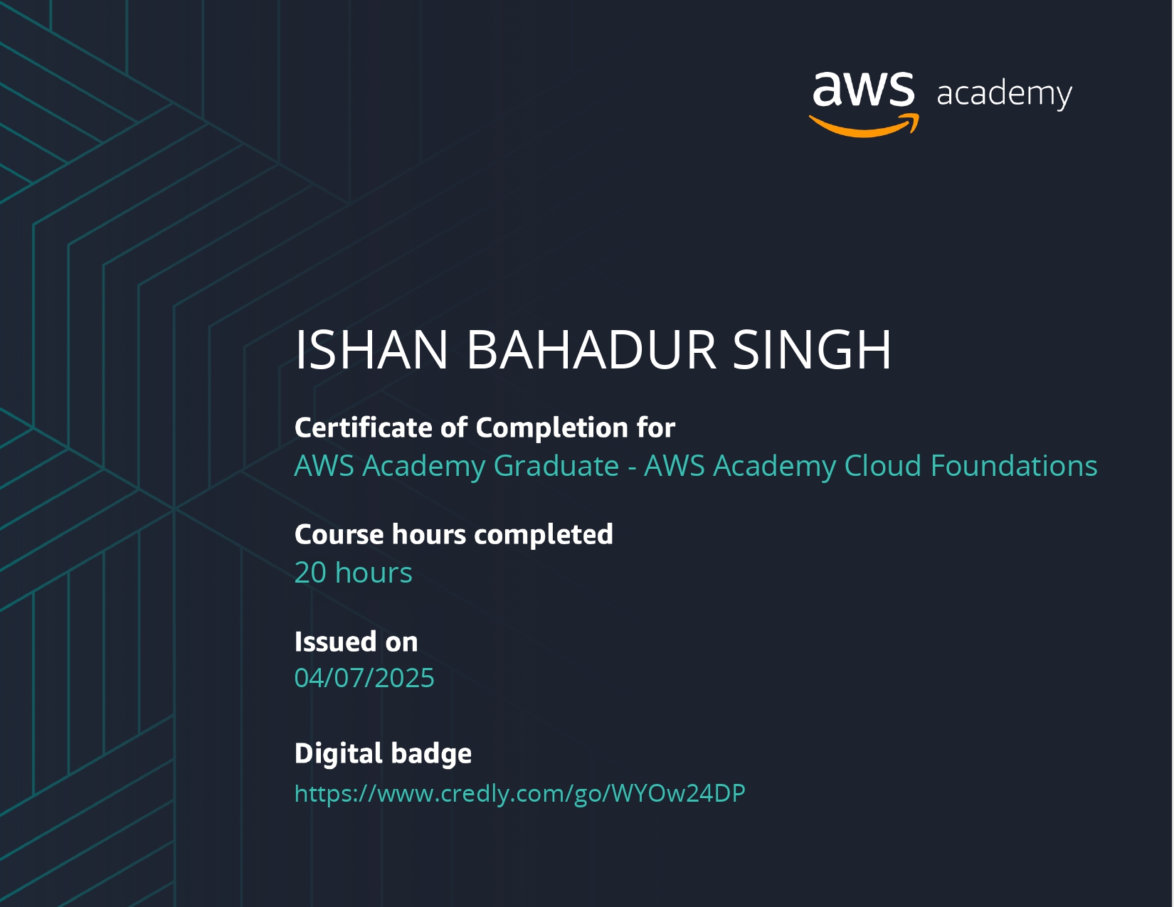 AWS Cloud Foundations certificate